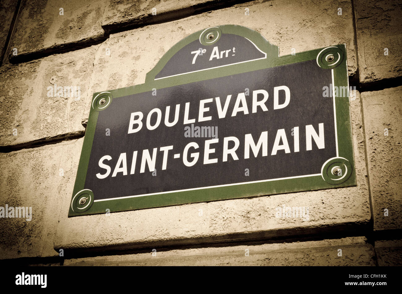 Boulevard Saint-Germain street sign, Paris, France Stock Photo