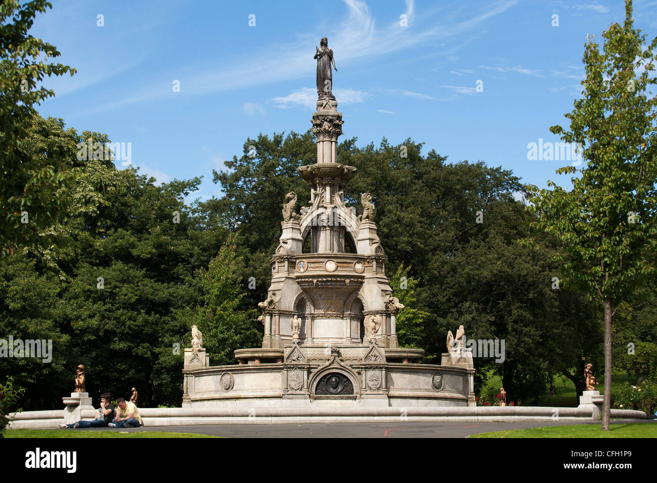 The Stewart memorial fountain in Kelvingrove park in Glasgow Stock