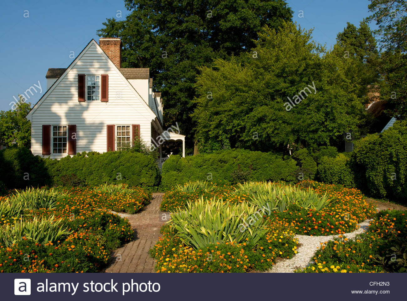 Colonial Williamsburg Virginia Gardens High Resolution Stock