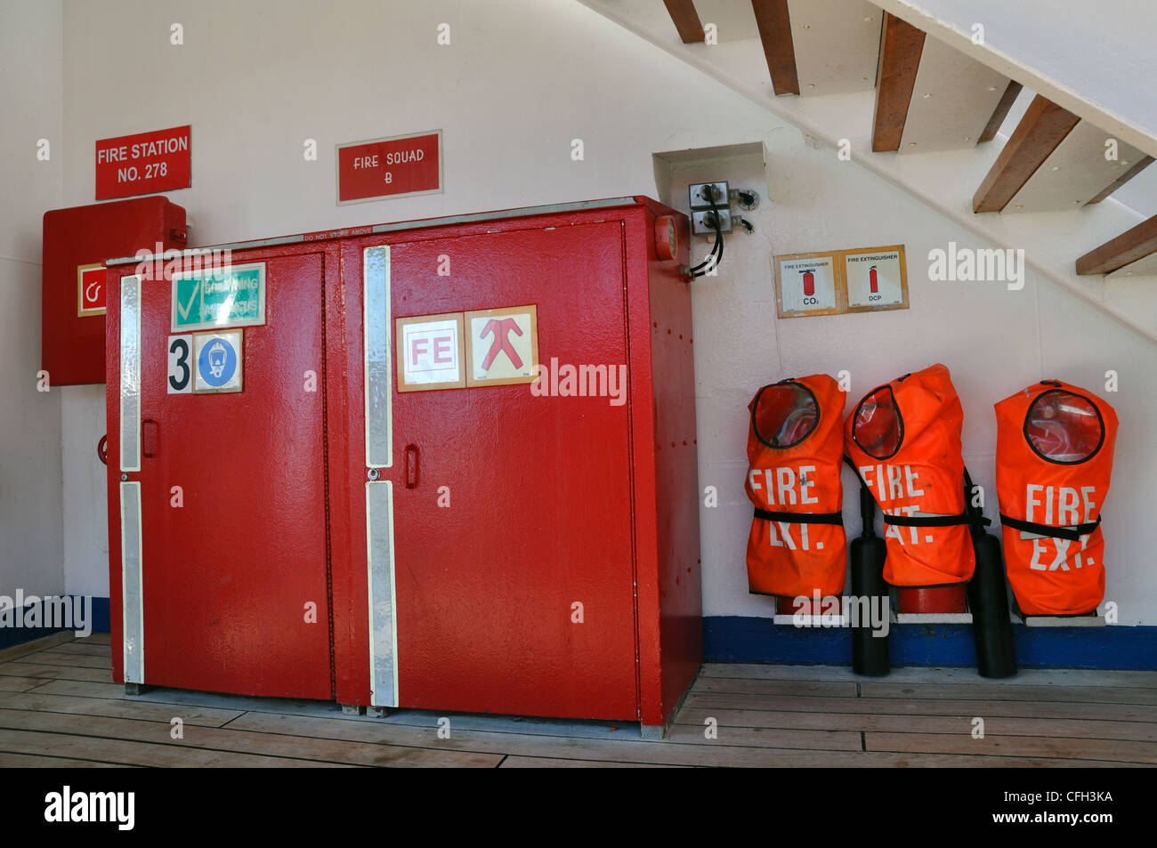 Cruise ship fire equipment station Stock Photo Alamy