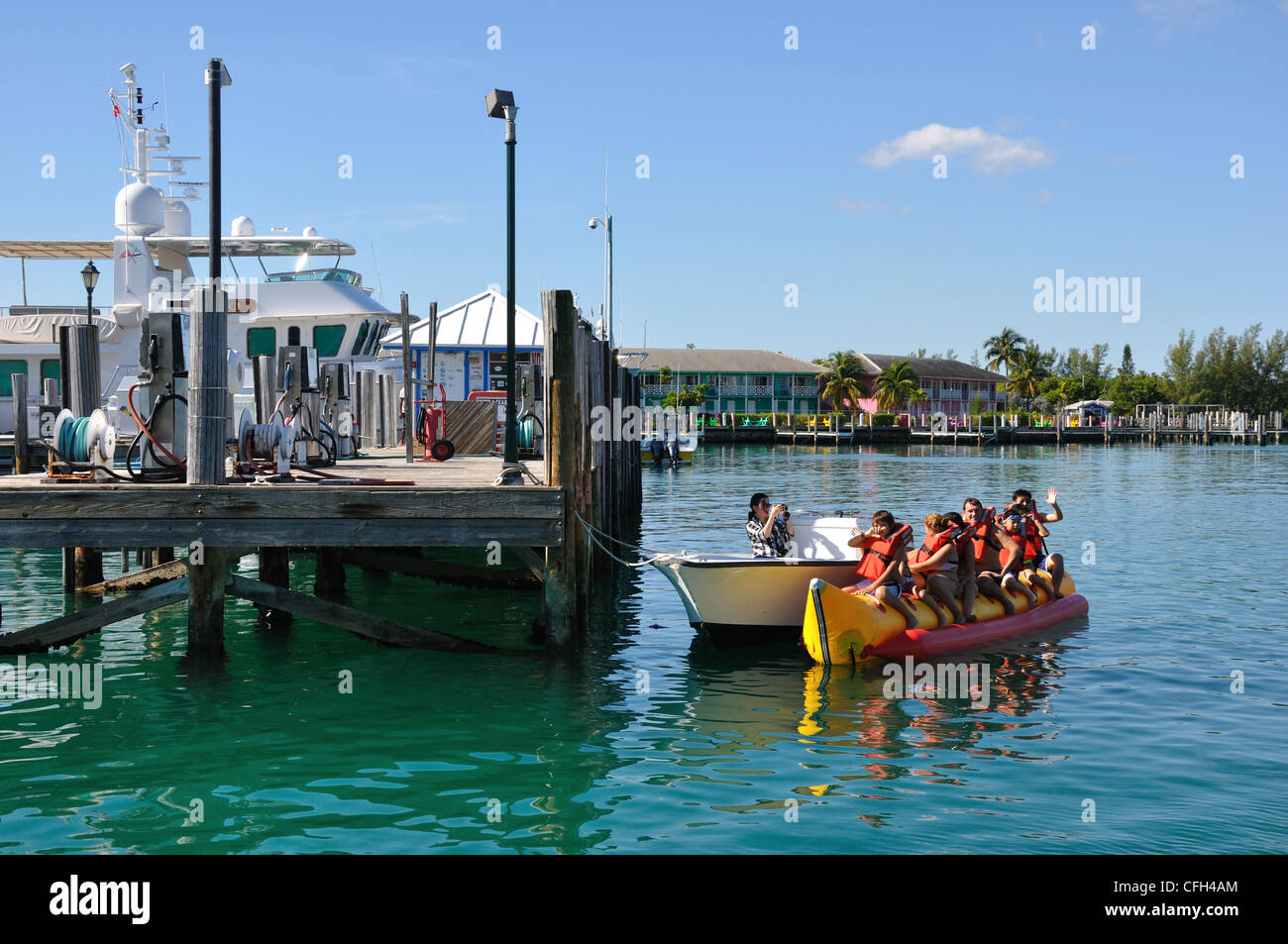 Freeport, Bahamas recreational banana boat ride Stock Photo Alamy