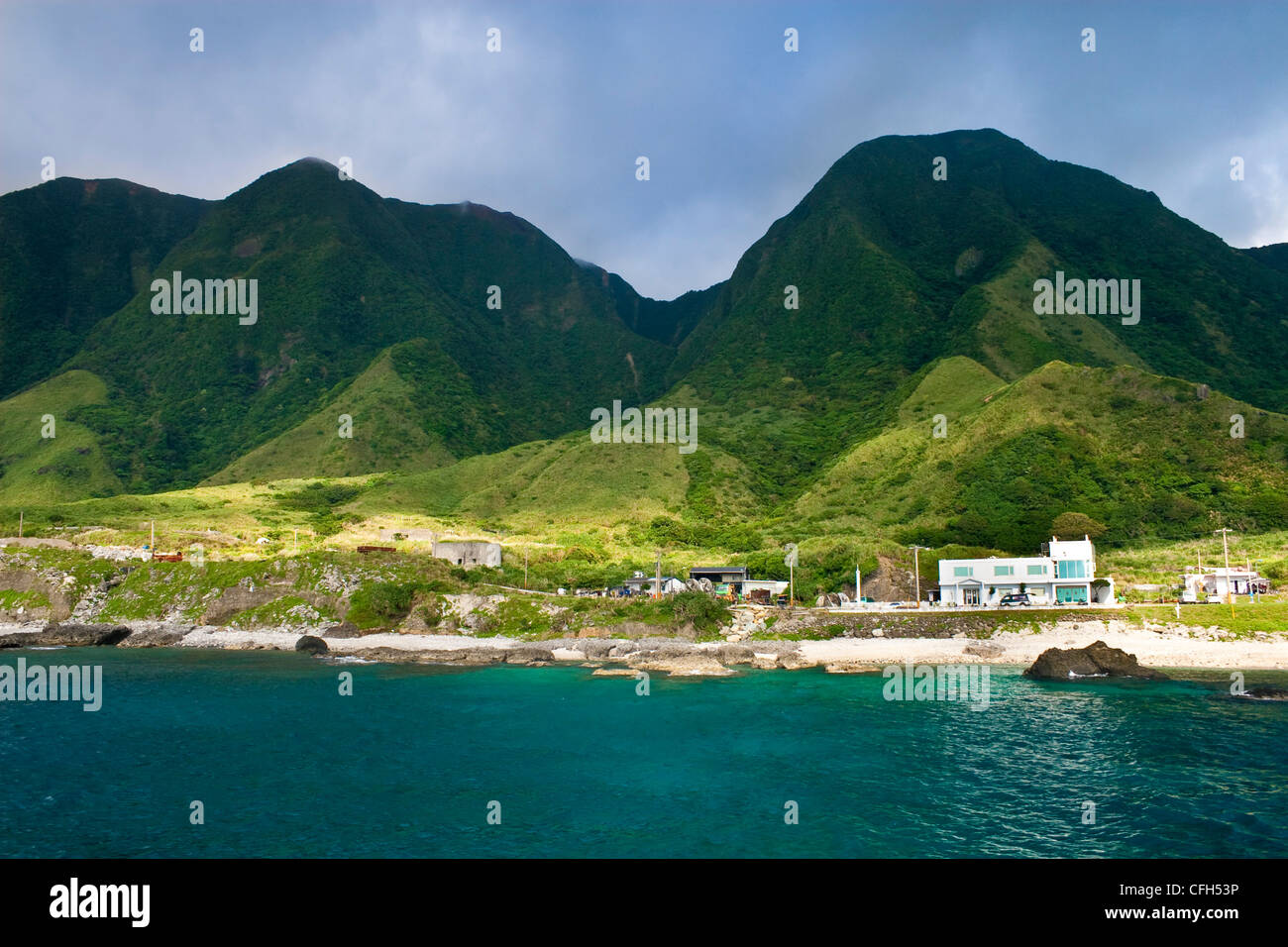 Offshore view of the dramatic coastal landscape of Lanyu (Orchid Island), Taiwan Stock Photo