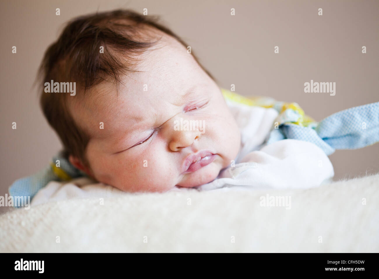 Portrait of a cute newborn baby girl sleeping Stock Photo - Alamy