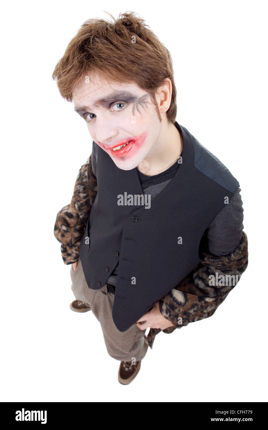 young man dressed as joker, isolated on white Stock Photo