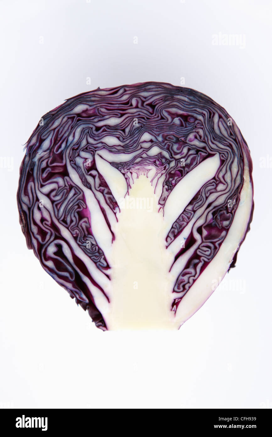 The red cabbage in half Stock Photo Alamy