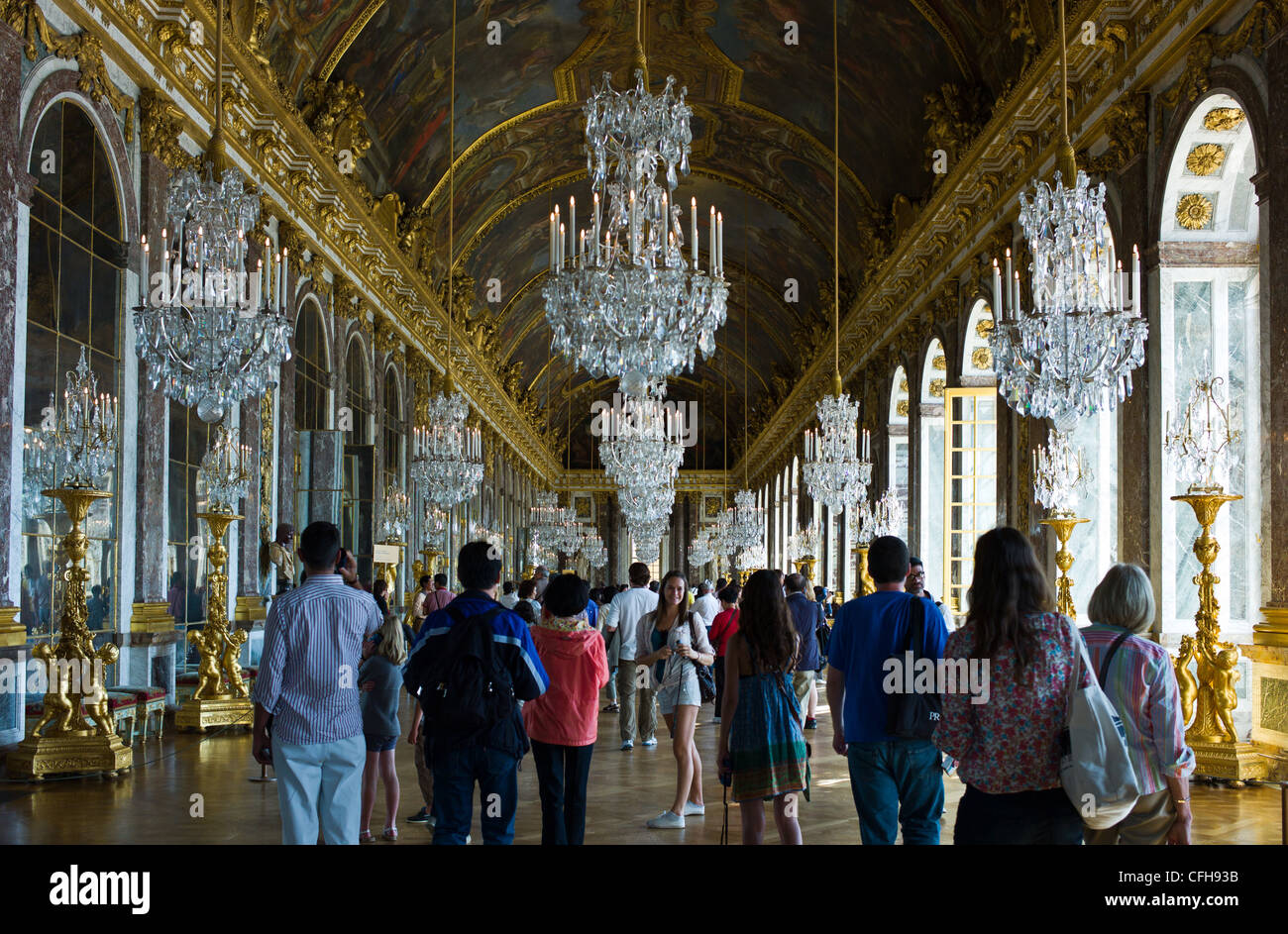 France, Chateau de Versailles, the Hall of Mirrors Stock Photo