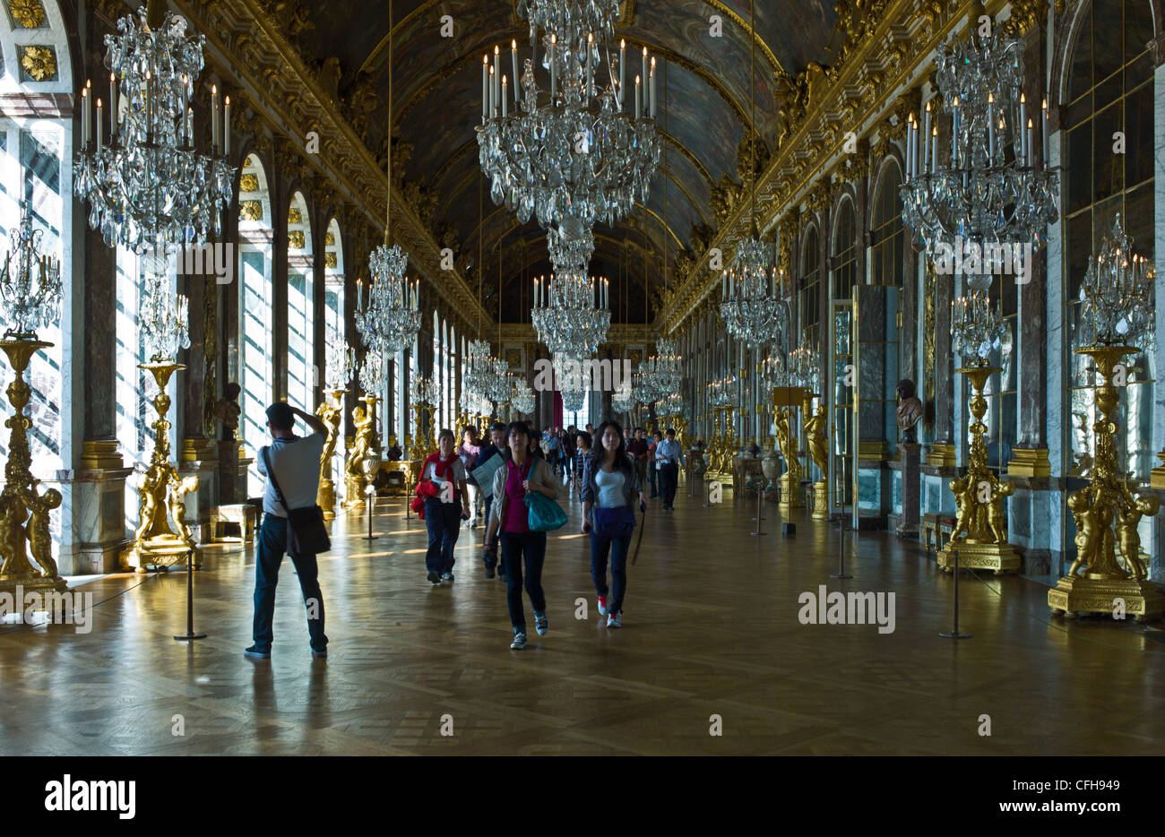 France, Chateau de Versailles, the Hall of Mirrors Stock Photo