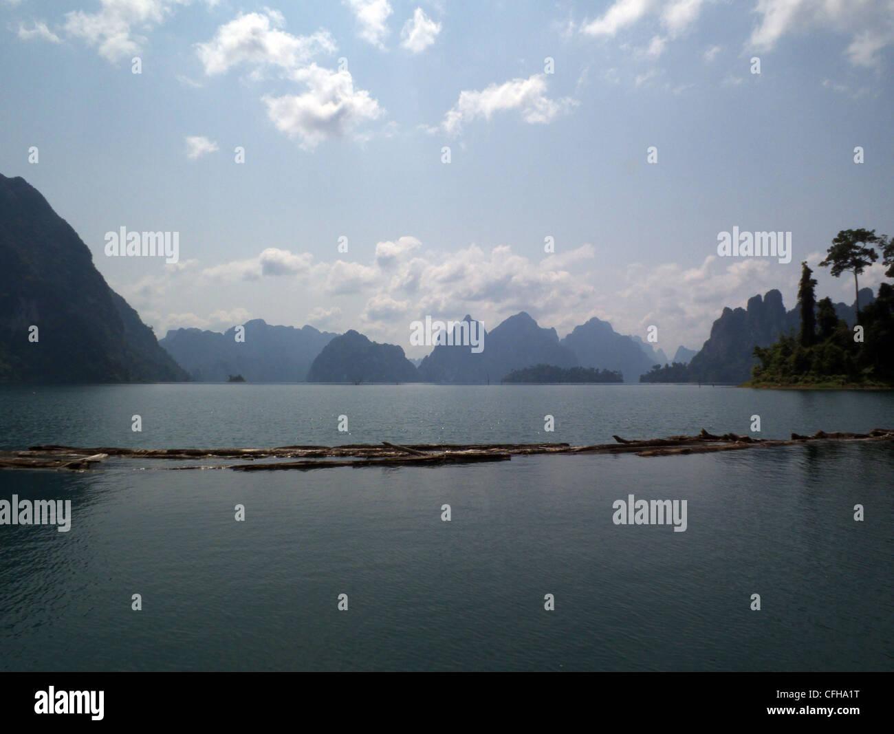 Khao Sok National Park, Cheow Lan Lake. Thailand. View over the lake from one of the numerous floating restaurant/hotels. Stock Photo