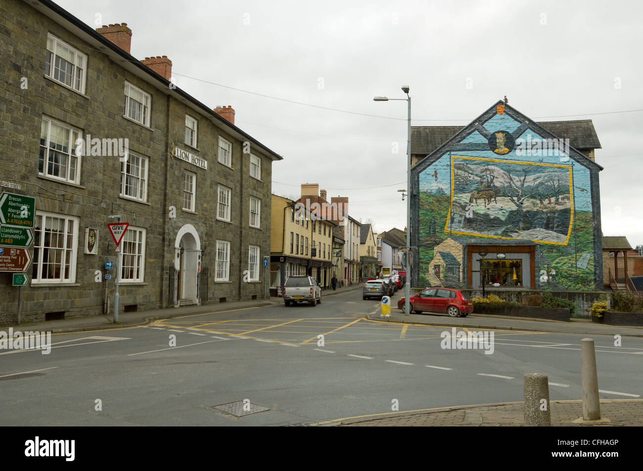 Builth Wells in Powys Wales. Looking towards Broad Street, the Prince
