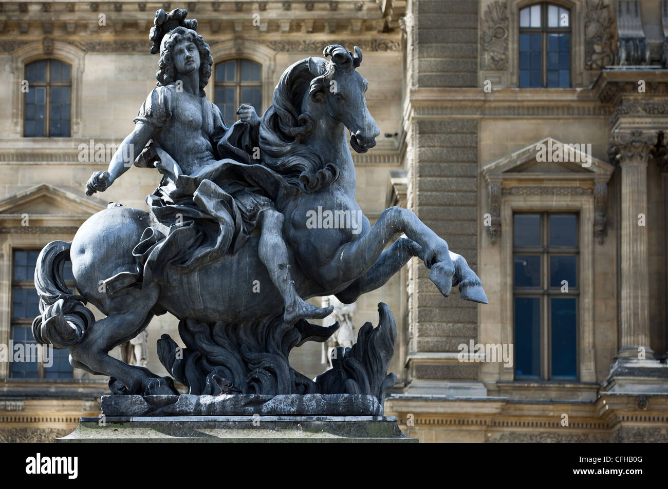 Paris, France, Louis XIV statue at the Louvre Stock Photo