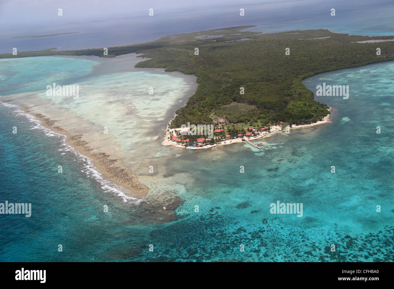 Blackbird Caye Resort, Turneffe Islands Atoll, Belize Barrier Reef, Belize, Caribbean, Central America Stock Photo