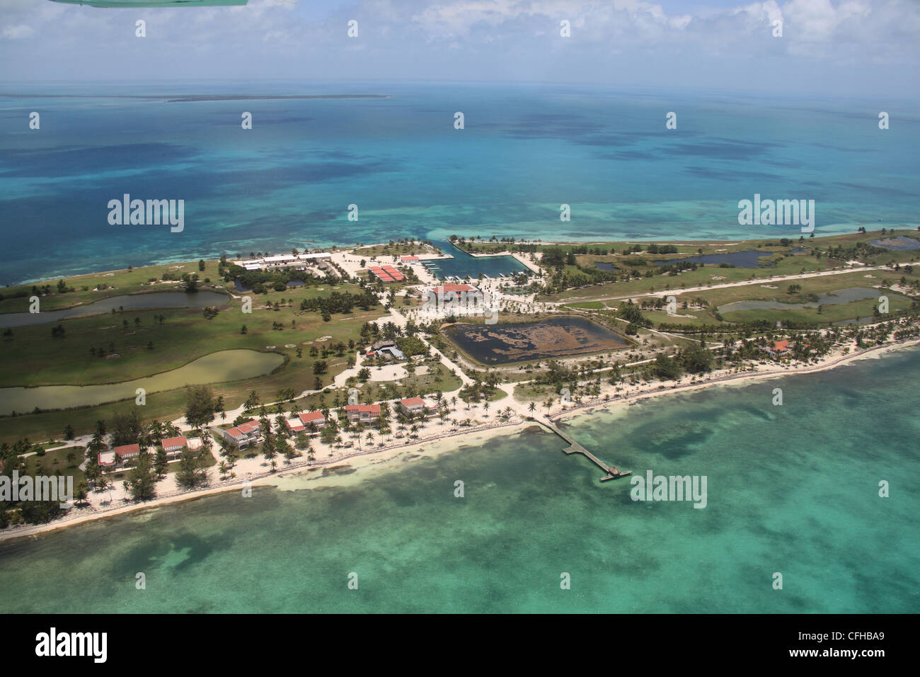 Caye Chapel Island Resort, Belize Barrier Reef, Belize, Caribbean, Central America Stock Photo