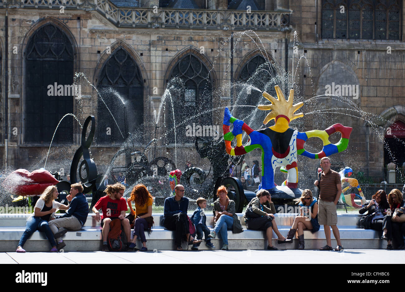 France, Paris, Stravinsky fountain, by J.Tinguely at George Pompidou Center Stock Photo