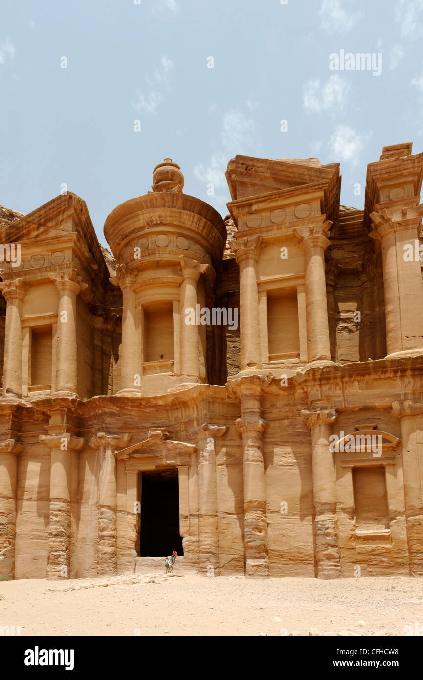 Jordan. View of the legendary Monastery which is the most awe inspiring monument at ancient rose red city of Petra. Stock Photo