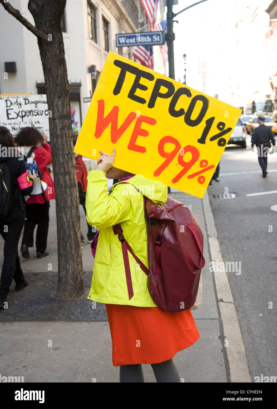 AntiNuclear rally & march in New York City commemorating the 1 year anniversary of the natural and nuclear disaster in Japan. Stock Photo