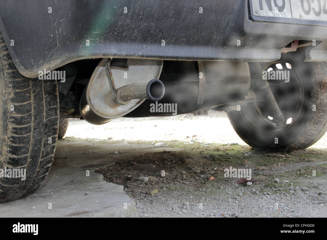 Exhaust Pipe Of An Old Car Stock Photo Alamy