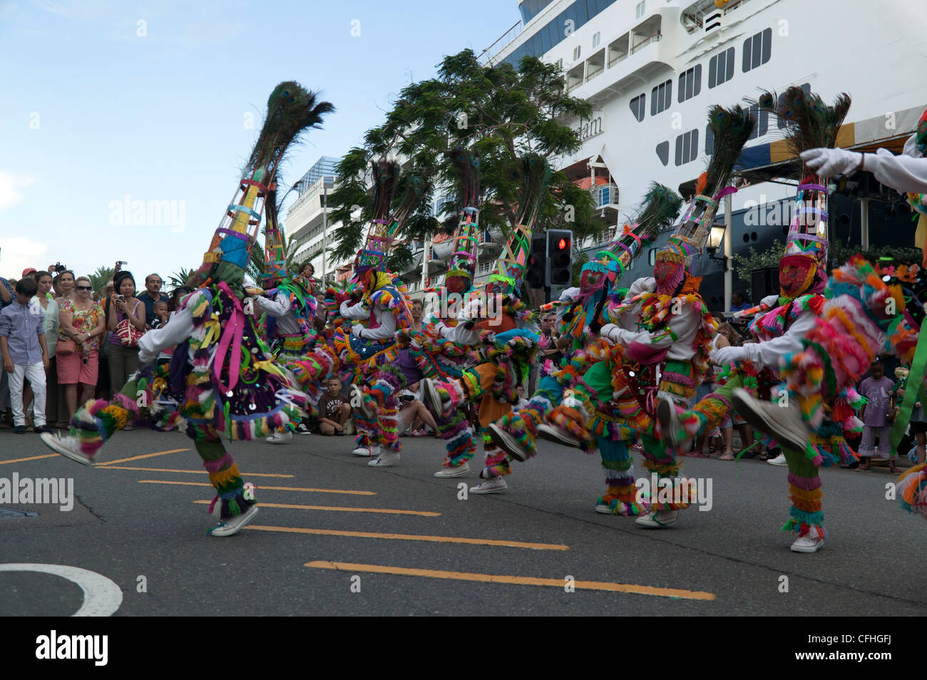 H & H Gombeys Troop performing at Harbour Nights, Hamilton, Bermuda