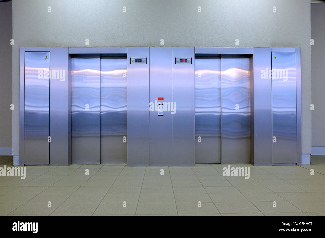 Lifts/elevators at the main train station in Brussels, Belgium. Stock Photo