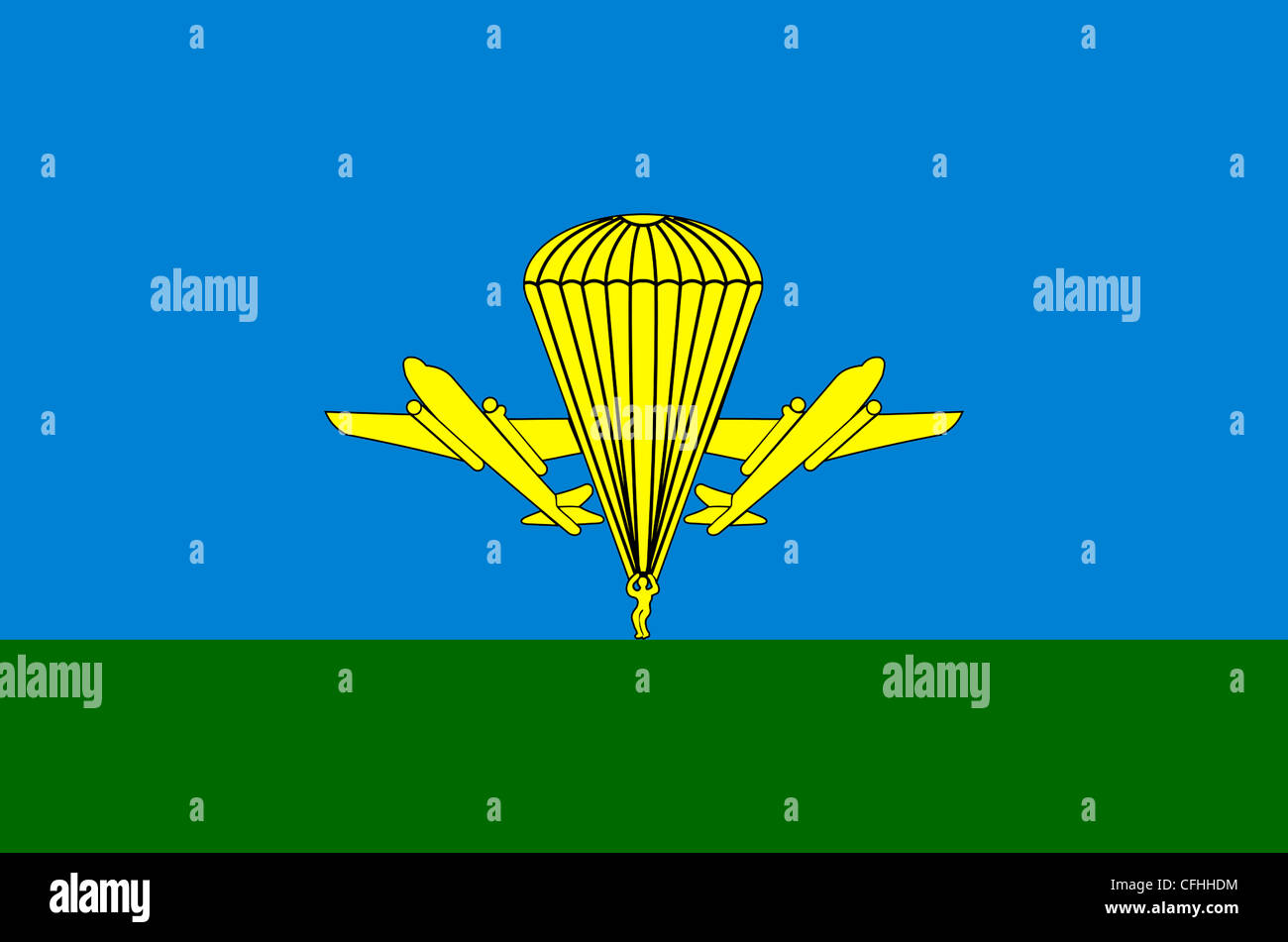 Flag of the Airborne Troops of the Russian Defense Forces. Stock Photo
