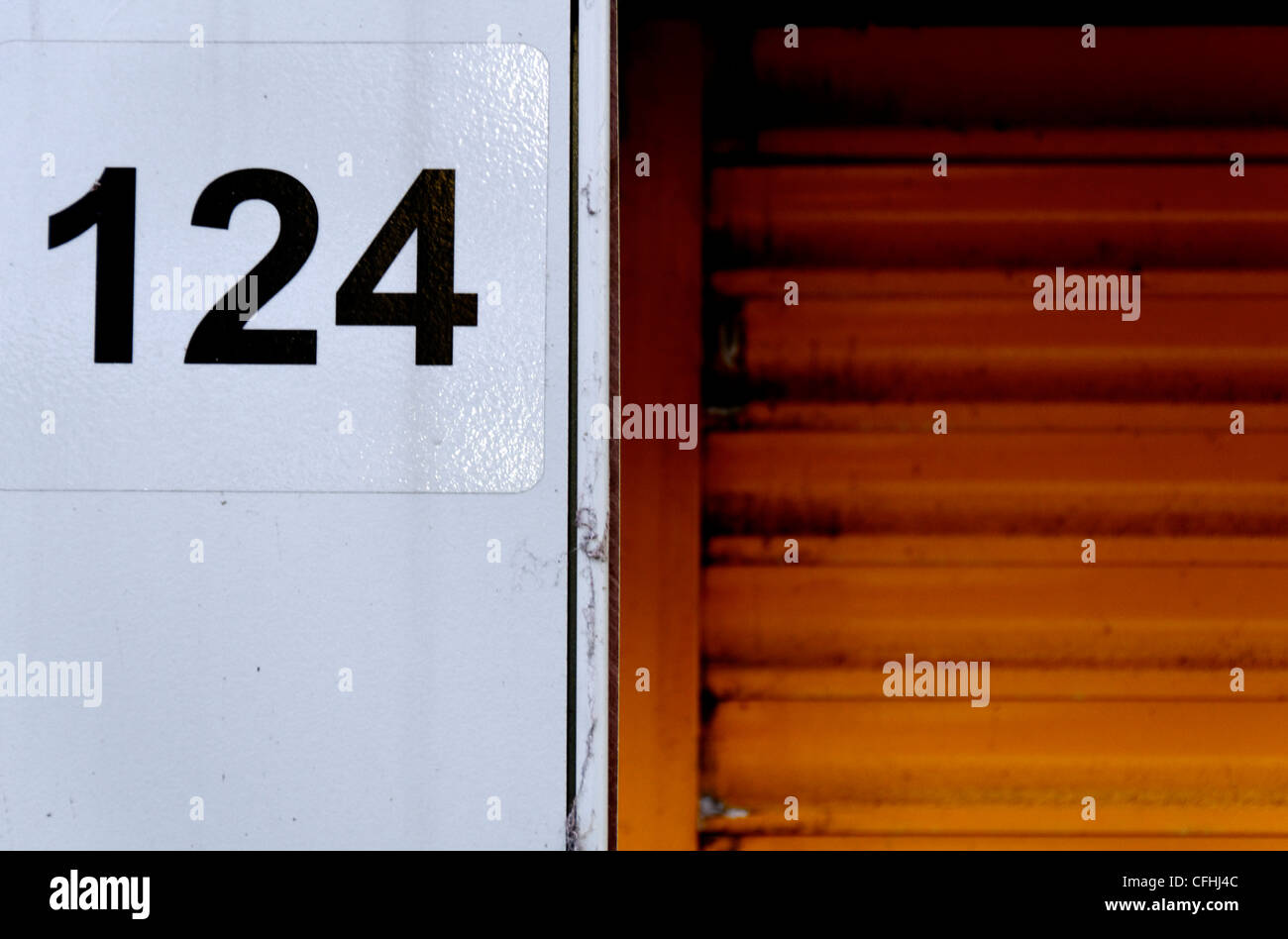 Number 124 of a market stall in Norwich Stock Photo