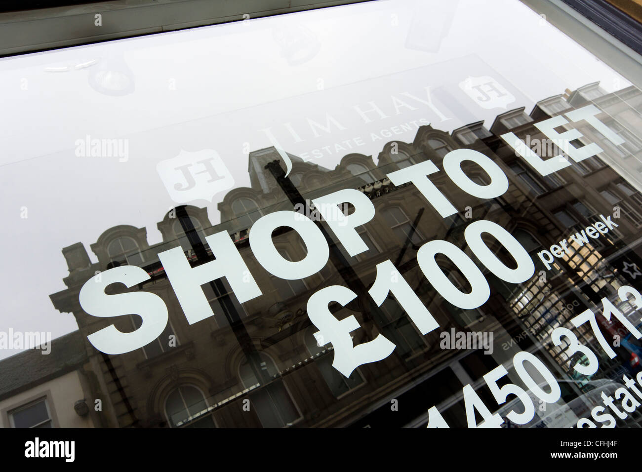 Vacant shop on the high street in Hawick Scottish Border town in the UK