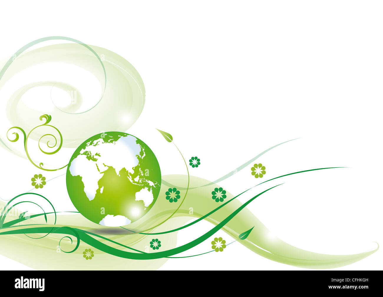 Cute green ecology background with green globe Stock Photo - Alamy