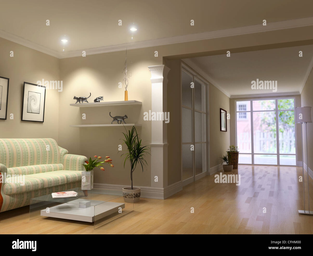 modern open interior (3D rendering Stock Photo - Alamy