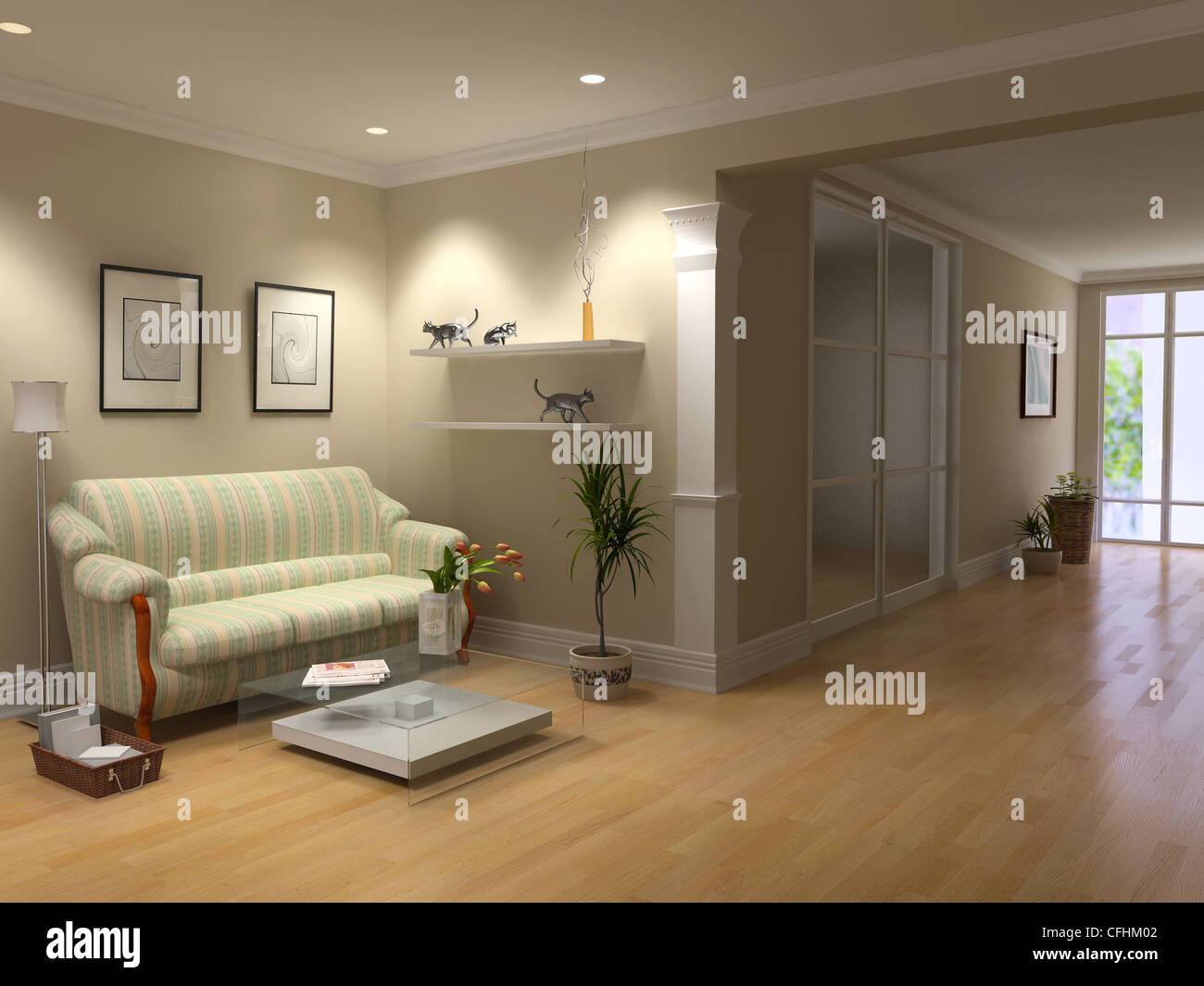 modern open interior (3D rendering Stock Photo - Alamy