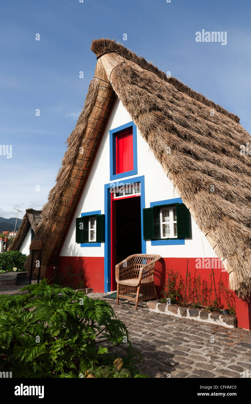 Traditional houses in Santana, Madeira Stock Photo