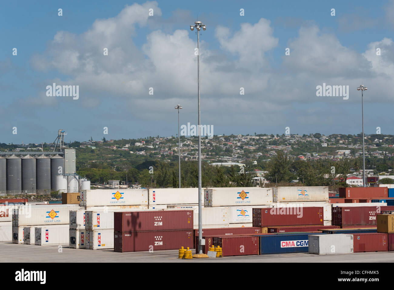 Containers in the port of Bridgetown, Barbados The Caribbean Stock
