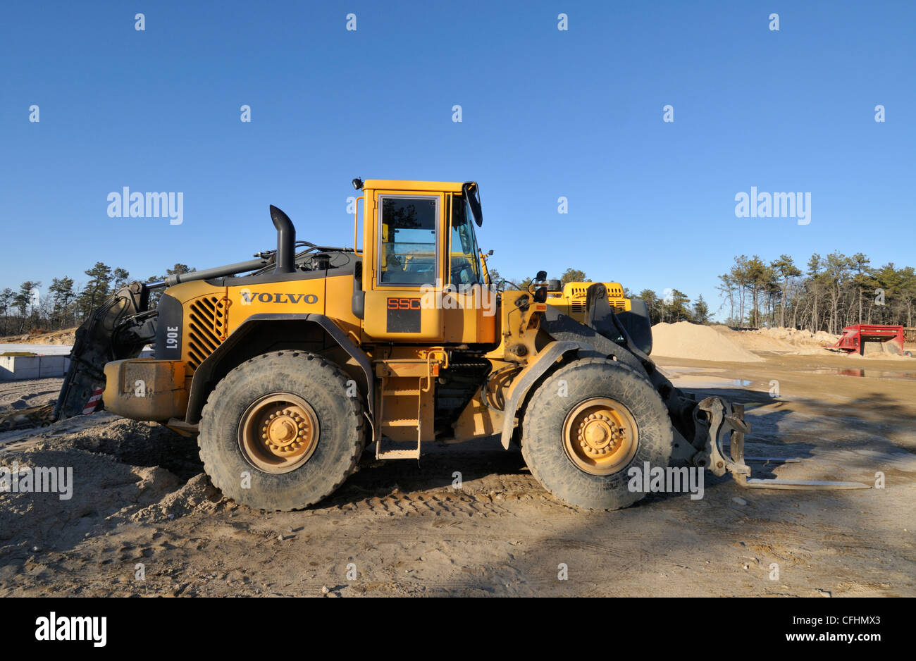 Volvo front end loader on construction site USA Stock Photo
