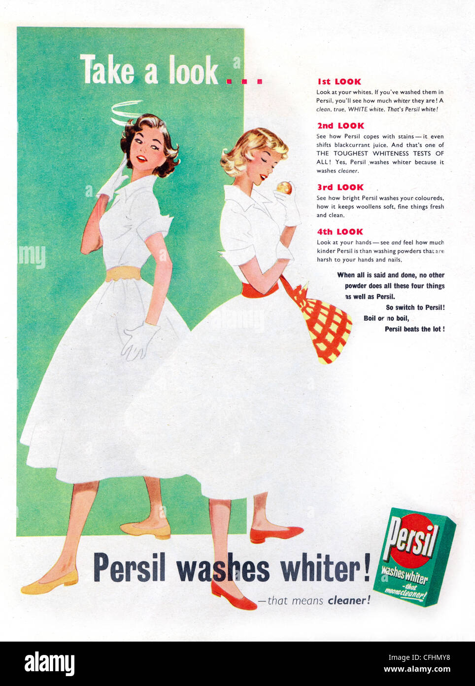 Persil washing powder advert from 1954, marketed by both Henkel AG and Unilever Stock Photo