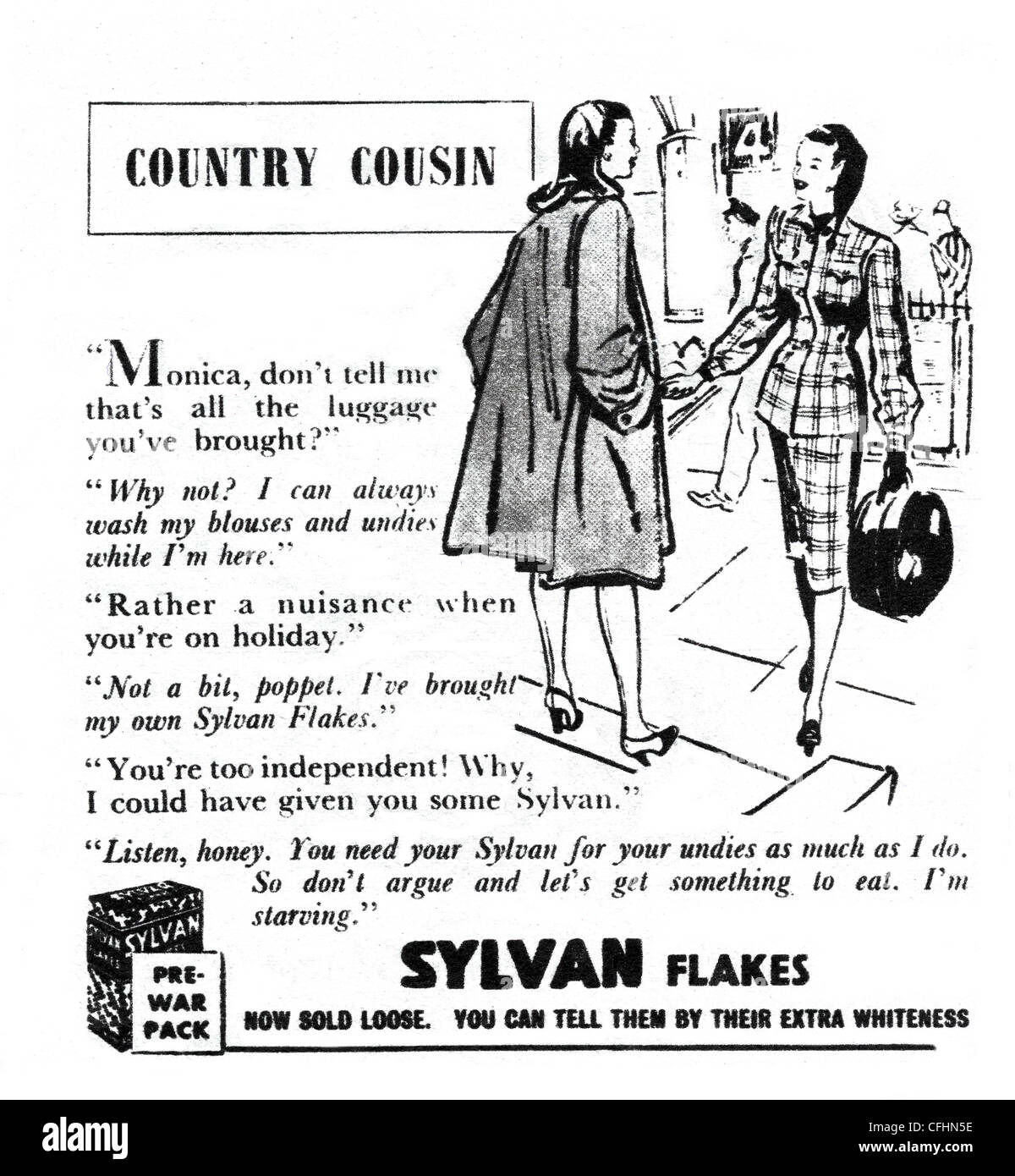 Sylvan Flakes washing powder advert from 1946 Stock Photo