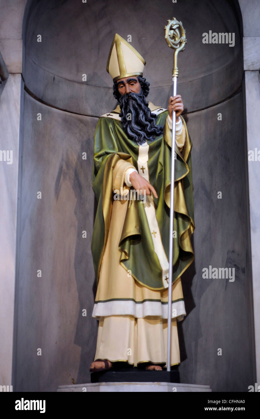 A statue of St Patrick, Patron Saint of Ireland Stock Photo