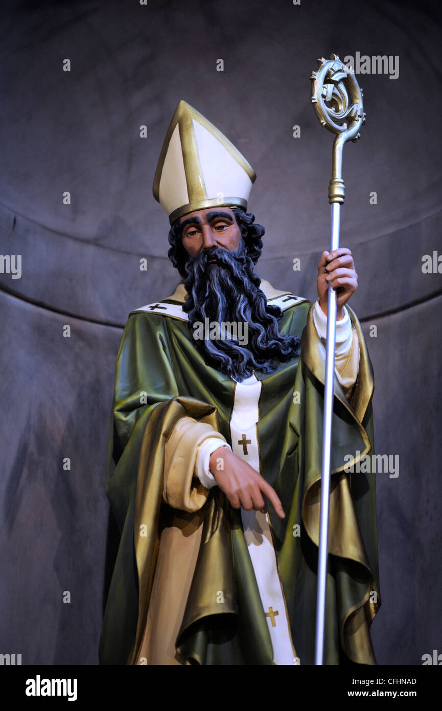 A statue of St Patrick, Patron Saint of Ireland Stock Photo