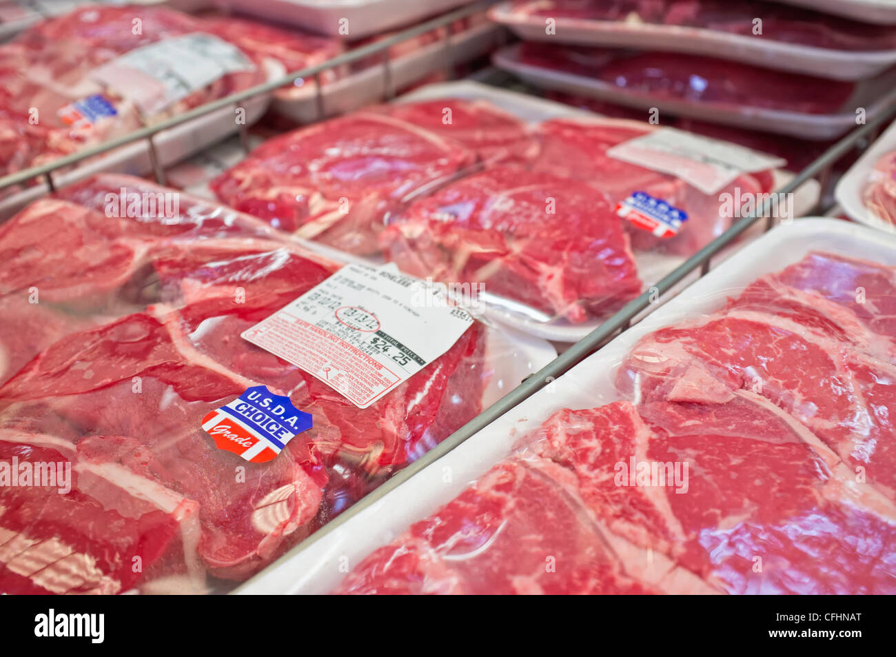 Beef Meat at American Supermarket Stock Photo
