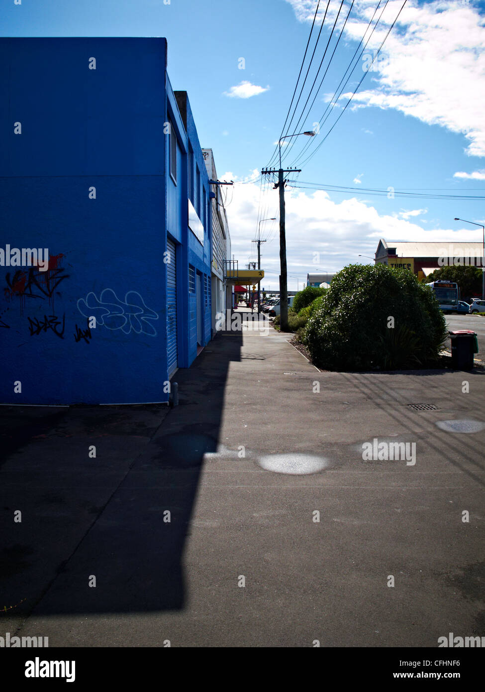 Street Scene on a sunny day in New Brighton - Christchurch, New Zealand Stock Photo