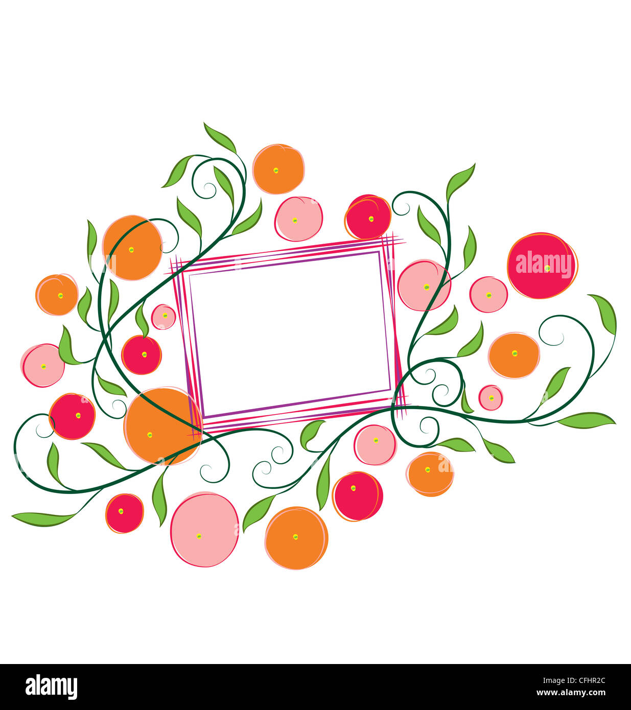 Decorative swirls with box for information, great for invitation template, background and label. Stock Photo