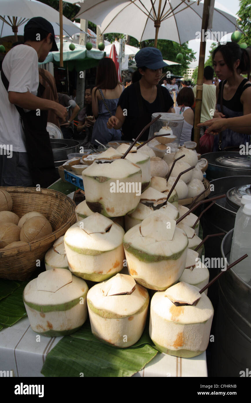 Coconut ice cream shop at Chatuchak market in Bangkok Stock Photo Alamy