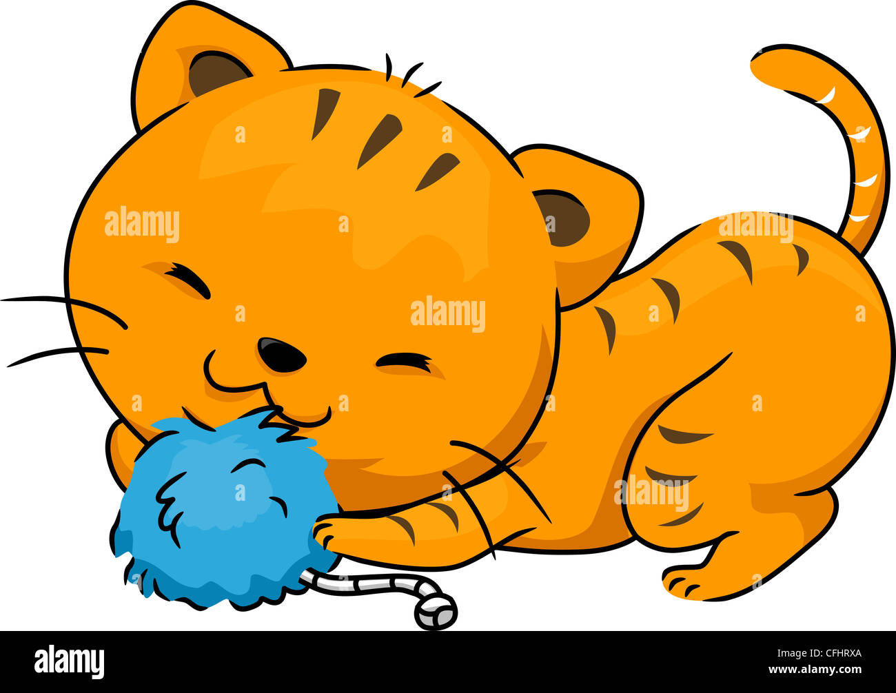 Illustration of a Cat Playing with a Catnip Toy Stock Photo
