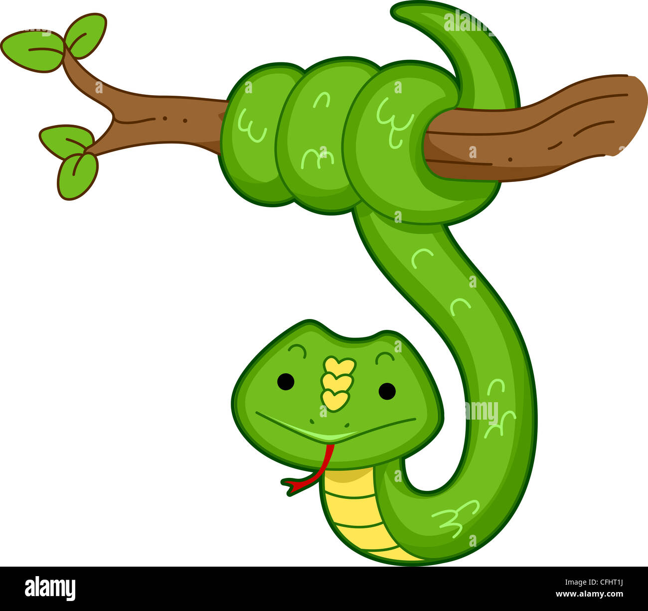 Illustration of a Snake Hanging from the Branch of a Tree Stock Photo ...