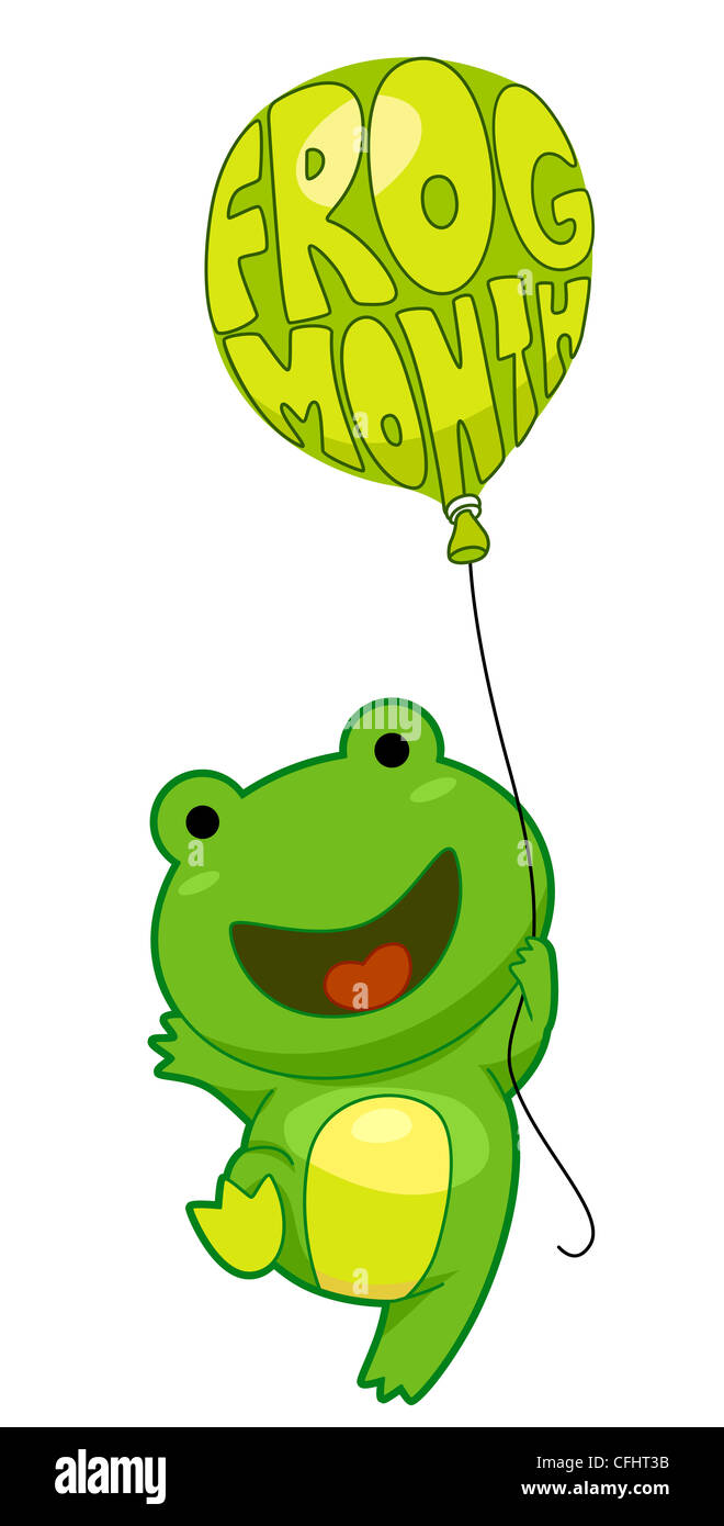 Illustration of a Frog Celebrating National Frog Month Stock Photo