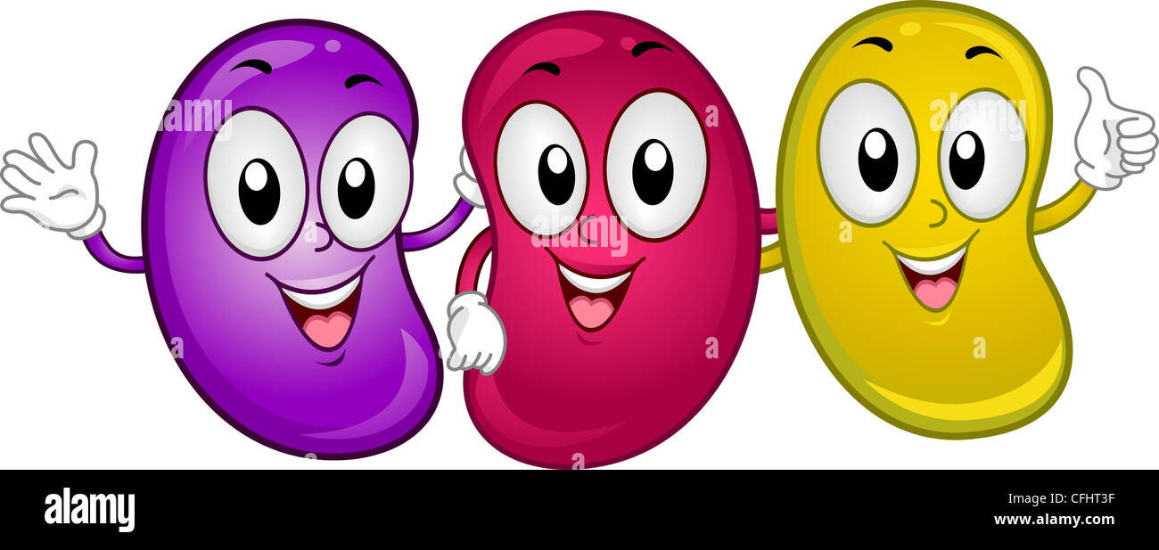 Illustration of Happy Jellybean Mascots Stock Photo - Alamy
