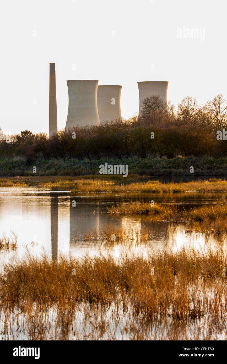 Reflections of Richborough Power Station before their demolition Stock