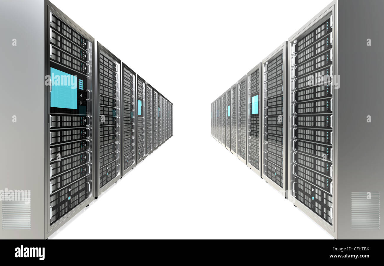 Row of Server Racks. White background Stock Photo - Alamy