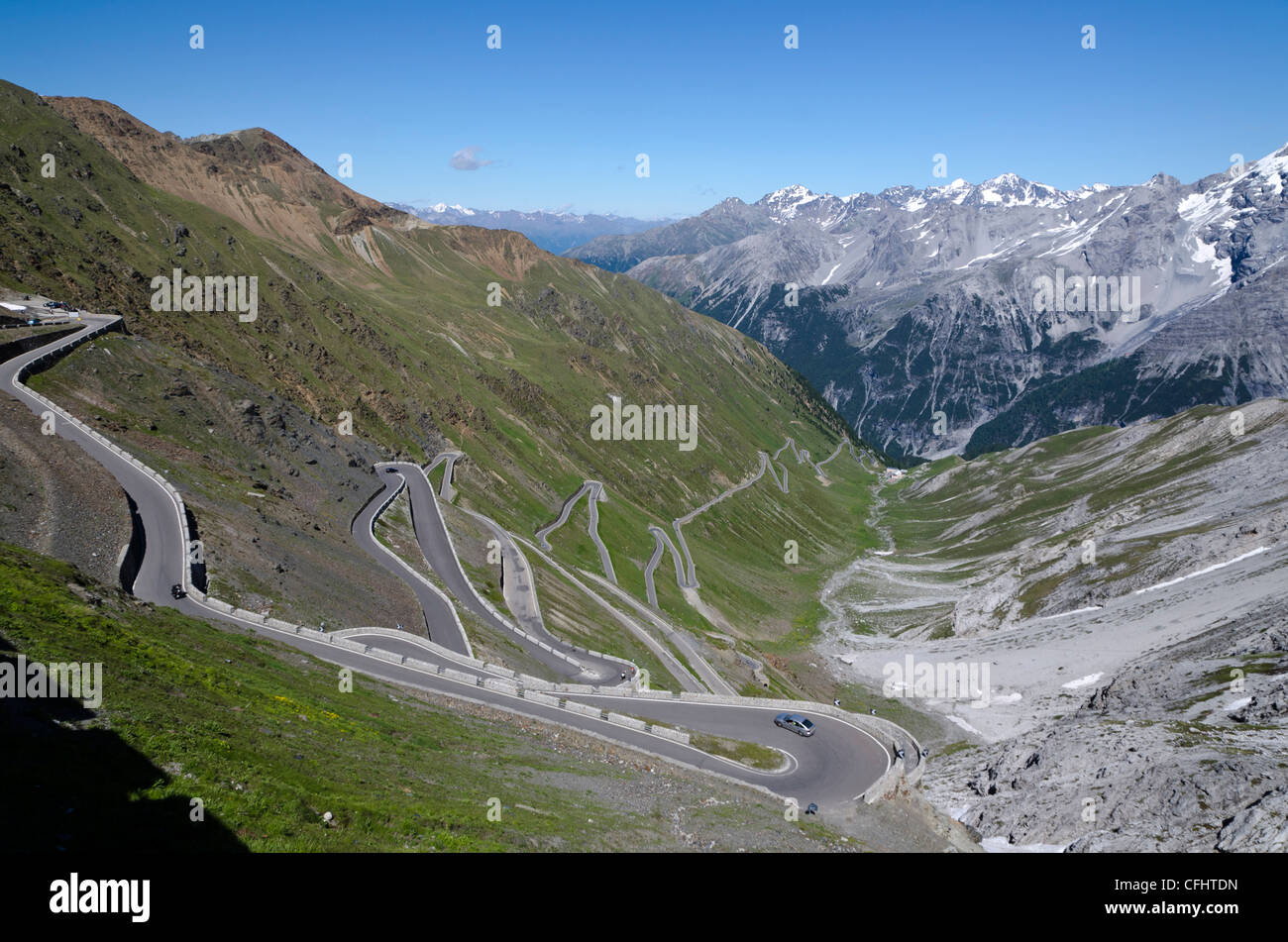 Italy, Trentino Alto Adige, Venosta Valley, Stelvio National Park, Access Road to Stelvio Pass Stock Photo