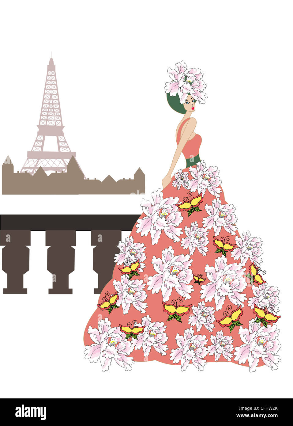Eiffel Tower Print Pattern Women Long Robe