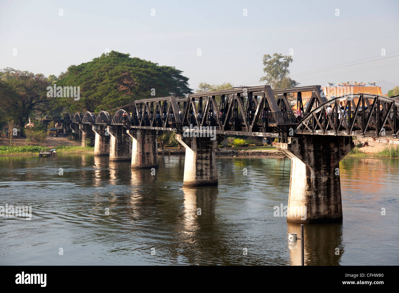 The Bridge on the river Kwai (Kanchanaburi - Thailand). Le Pont de la rivière Kwaï (Kanchanaburi - Thaïlande). Stock Photo