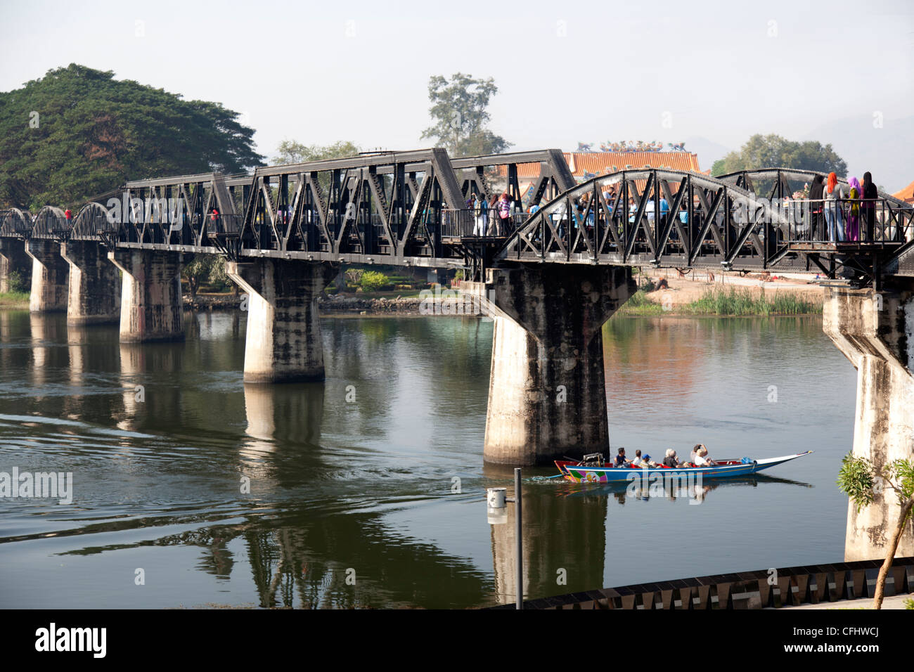 The Bridge on the river Kwai (Kanchanaburi - Thailand). Le Pont de la rivière Kwaï (Kanchanaburi - Thaïlande). Stock Photo