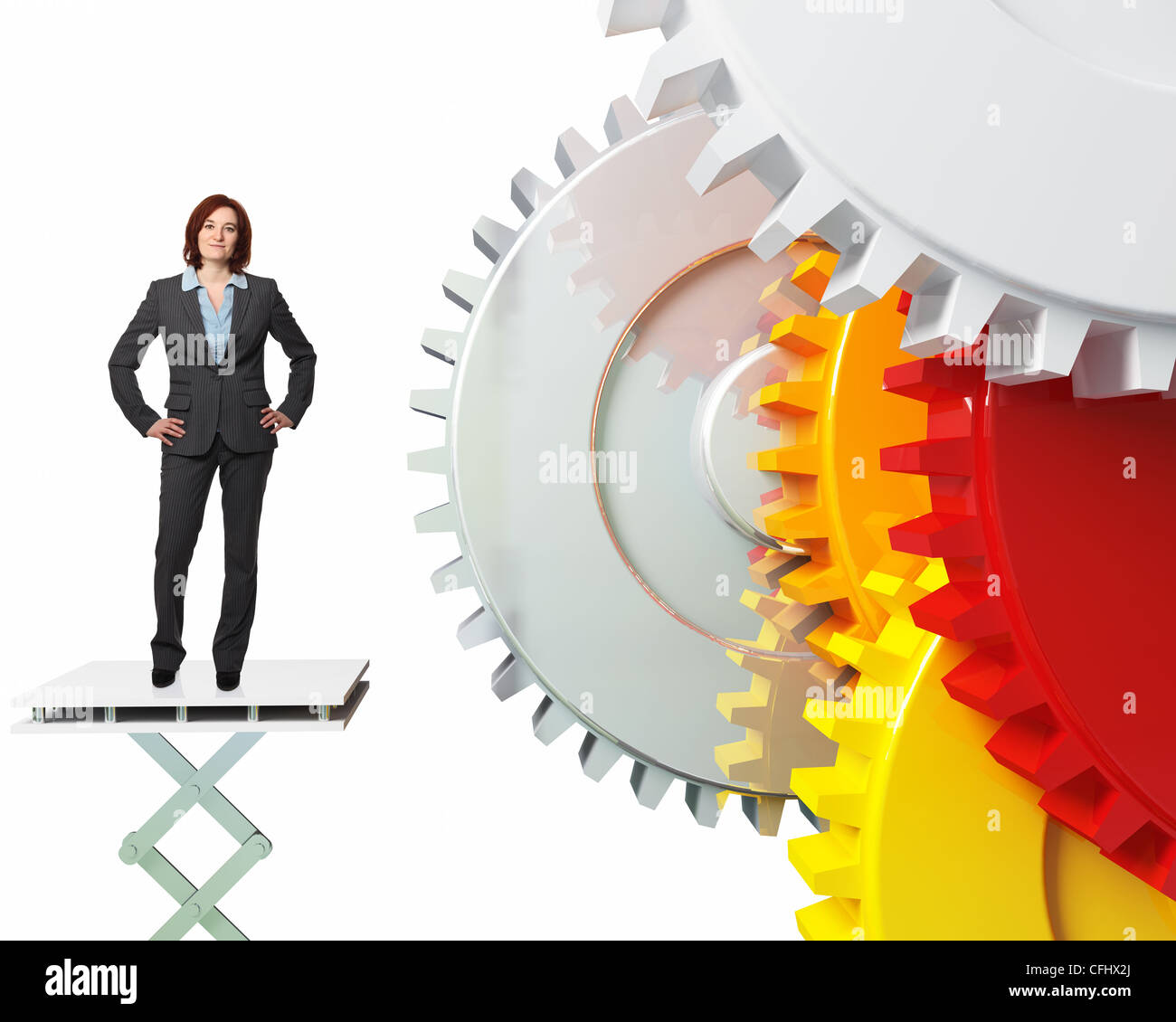 Woman worker gears hi-res stock photography and images - Alamy
